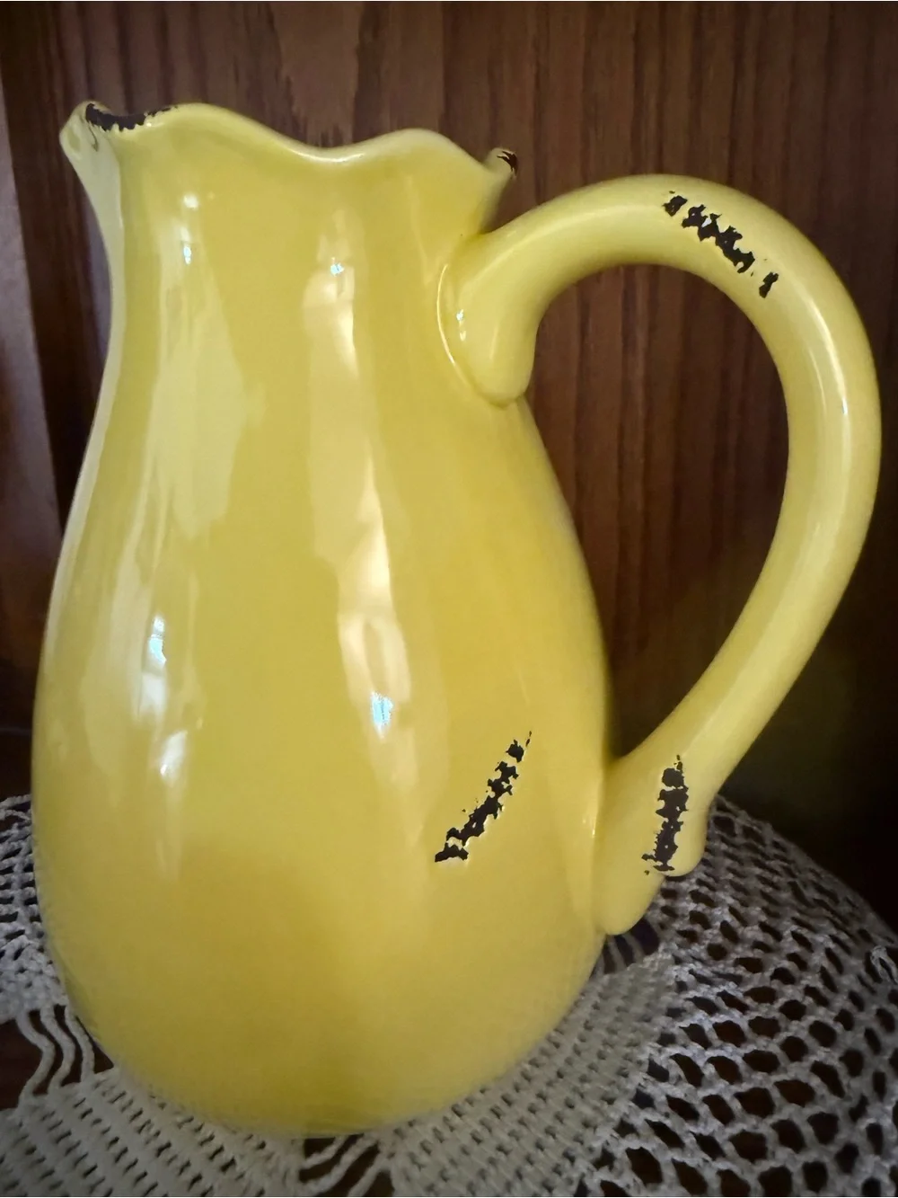 Sunny Yellow Ceramic Pitcher Decorative Vase